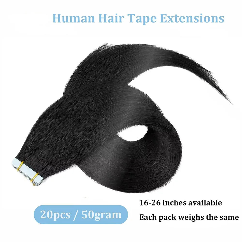 Invisible Tape In Hair Extensions Human Hair Hand Tied Tape in Hair Extensions Natural Adhesive Tape Hair Extension 20pcs/pack