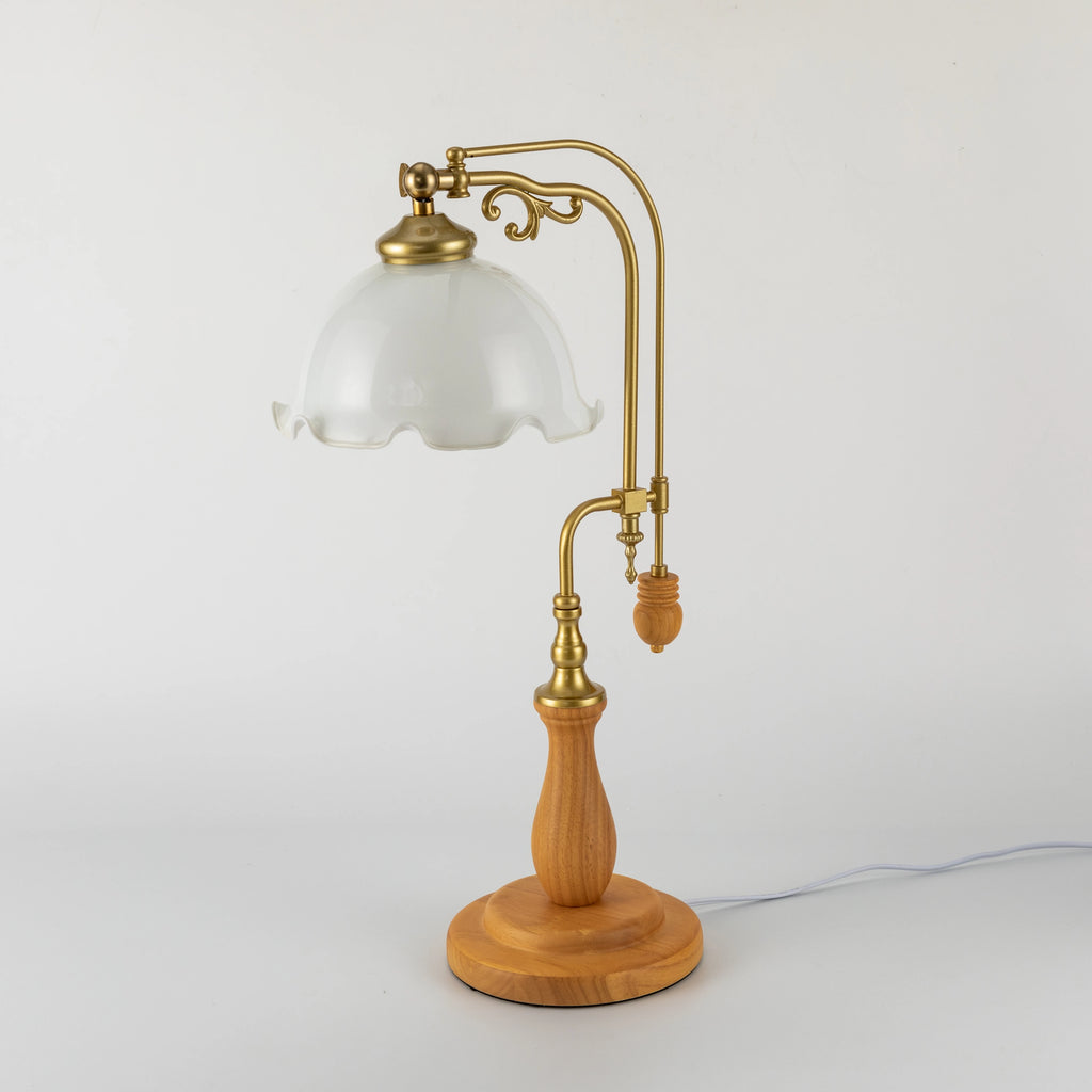 Retro Flower Table Lamp Bedroom Bedside Flower Night Light Glass Lampshade