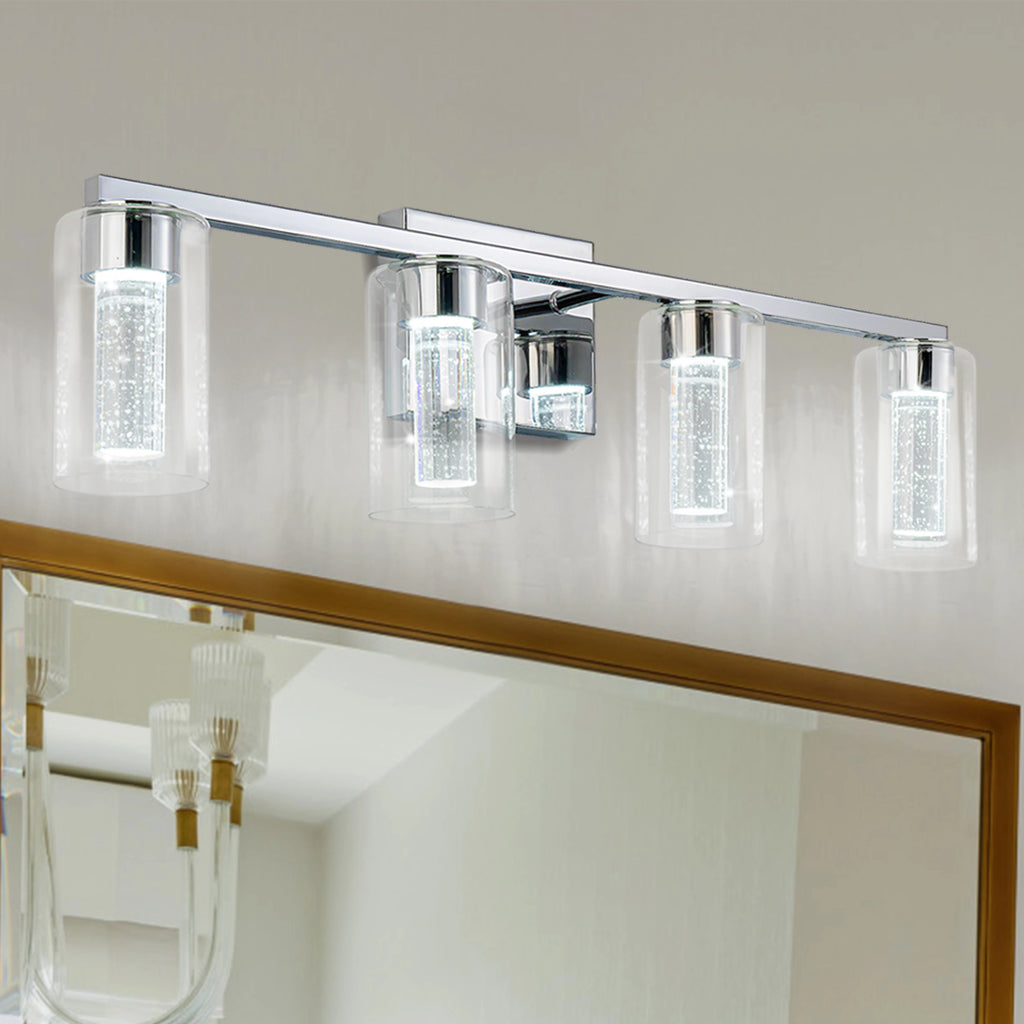 4-Light 16w Bathroom Lighting Fixtures Over Mirror With Clear Glass Shade Bathroom Vanity Light Led Bathroom Lights Over Mirror