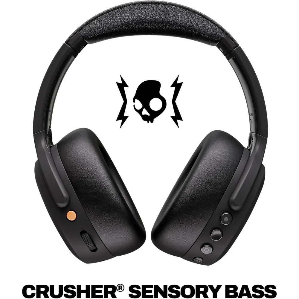 Wireless Over-Ear Headphones with ANC, Multi-Sensory Bass, 60H Battery for iPhone Android - True Black