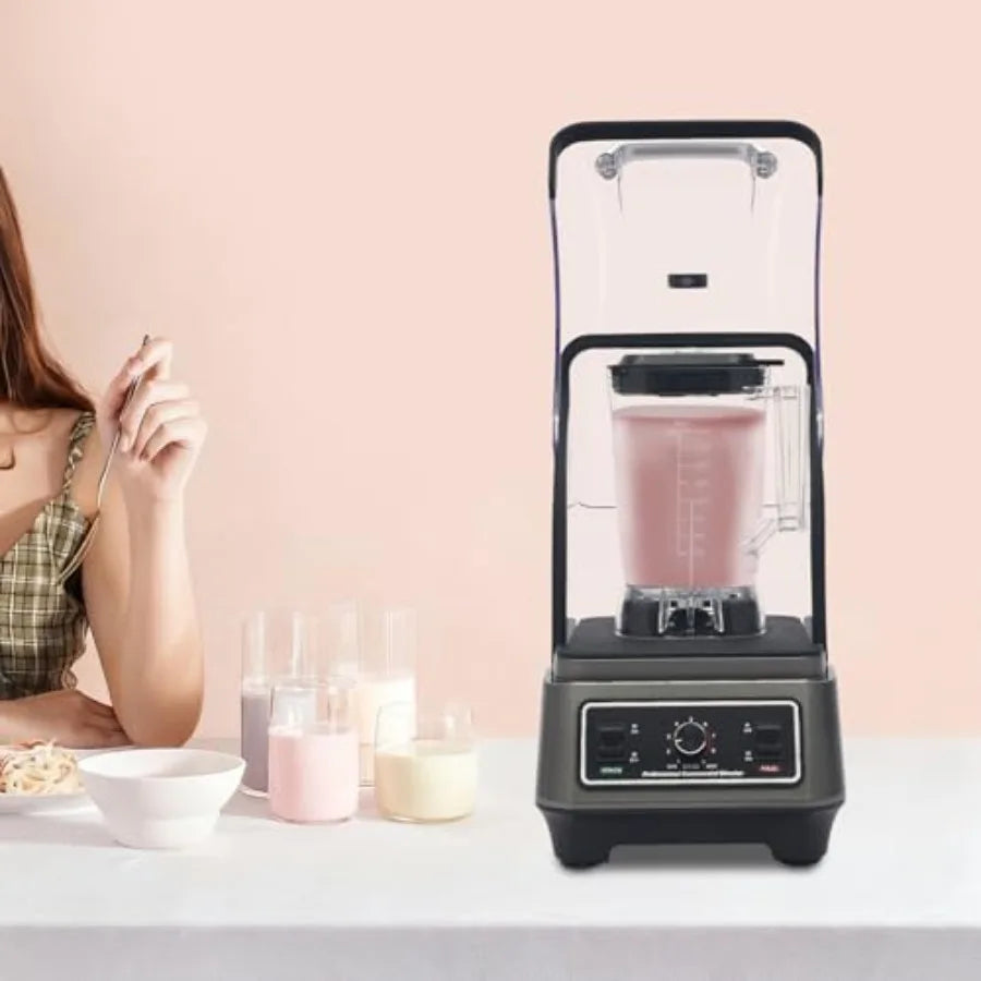 1600W Commercial Blender with Thick Shield 2L Large Ccity Professional Countertop Blending Machine with 9 Speeds 23000 RPM for