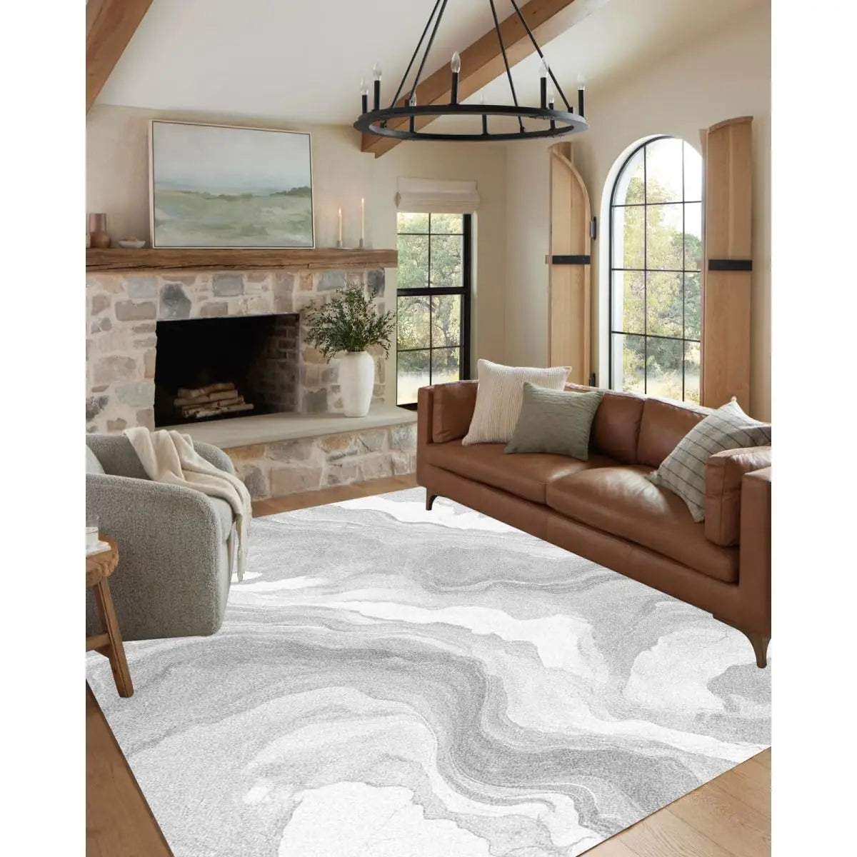 Abstract Marble Texture Area Rug Non Slip Washable Stain Resistant for Bedroom Living Room Office 6x9, Customized