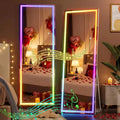 56"x16" LED RGB Bluetooth ull Length Mirror with Lights, ull Body Mirror with Stand, Wall Mount & ree Standing loor Mirror or Be