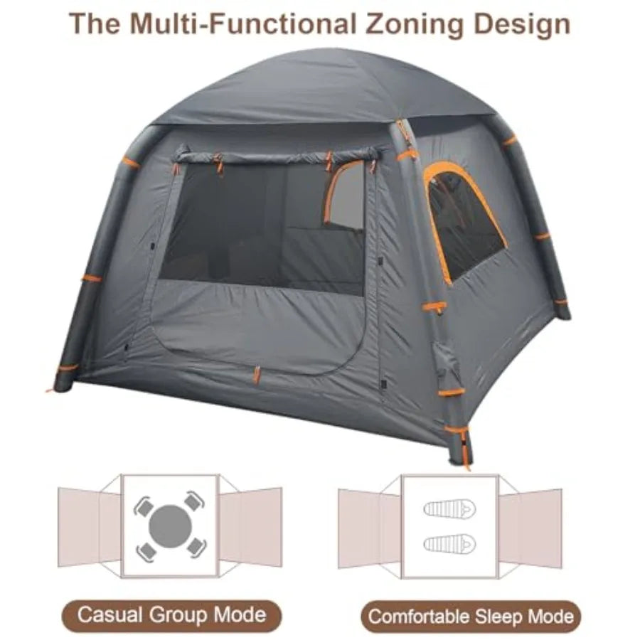 Inflatable Tents for Camping 2/4 Person Easy Setup Blow Up Tents for 4 Seasons Waterproof Air Glamping Tents for Camping Adult