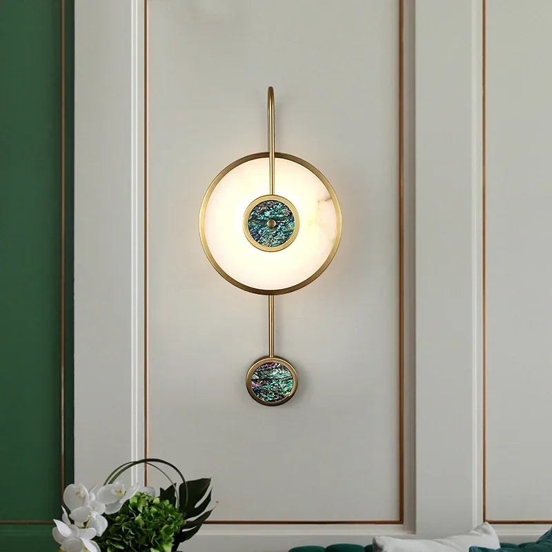 Nordic Marble Wall Lamp Circular Light Luxury Living Room Background Wall Dining Room Bedroom Bedside Background Wall Lamp