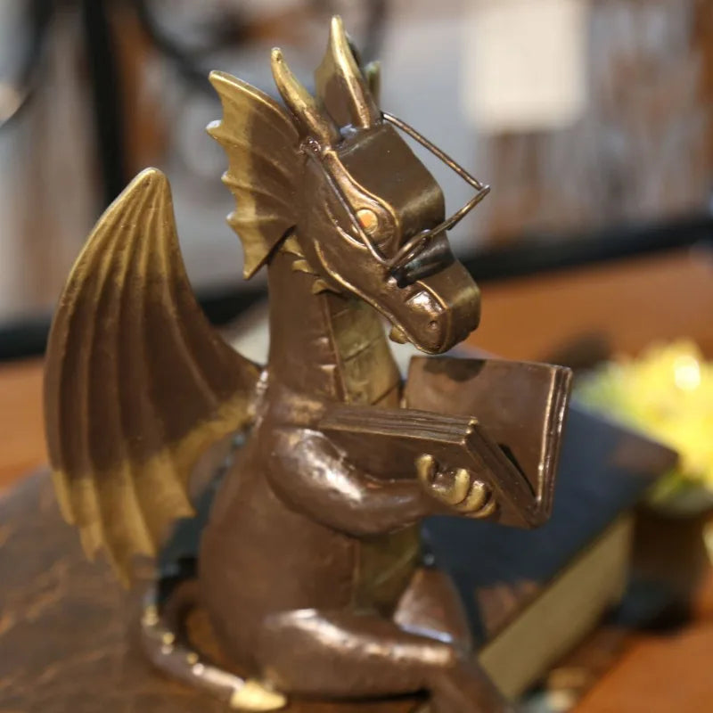 Resin Dragon Book Decoration Antique Statue Decoration Desktop Bedroom Office Decoration
