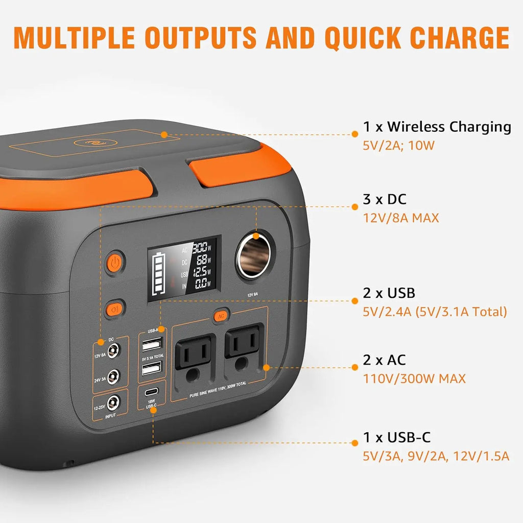 300W Portable Power Station 260Wh 70400mAh Outdoor Solar Generator Mobile Lithium Battery 110V Outlet Solar Power Bank Camping L