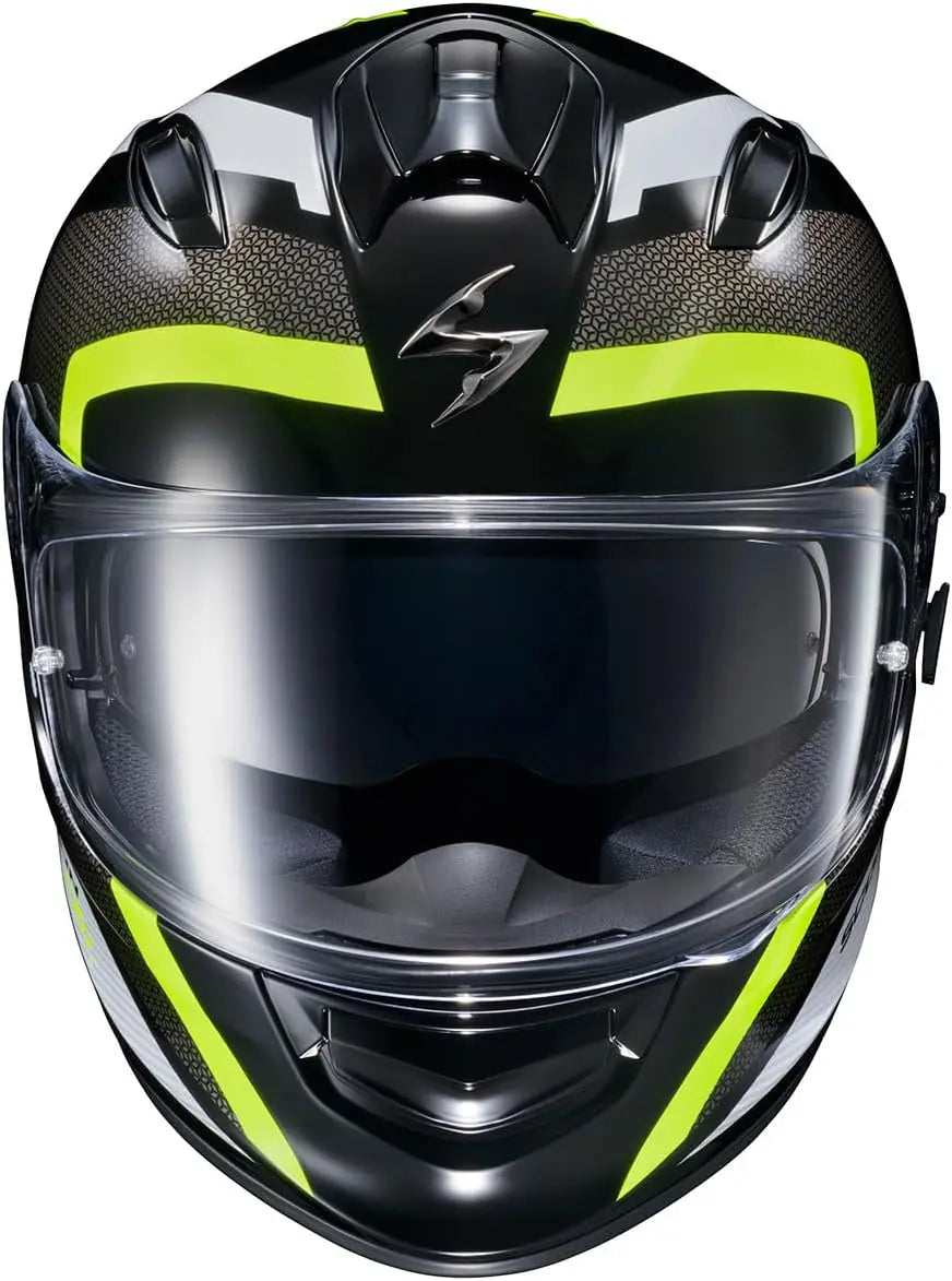 Ryzer Full Face Motorcycle Helmet with Pinlock Ready Shield with Integrated Speaker Pockets DOT ECE Approved Evolution (Hi-Viz-2