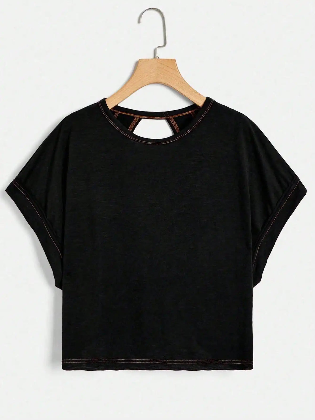 2-Pack Women's Cropped T-Shirt Set with Cut-Out Back & Drop Shoulder Design