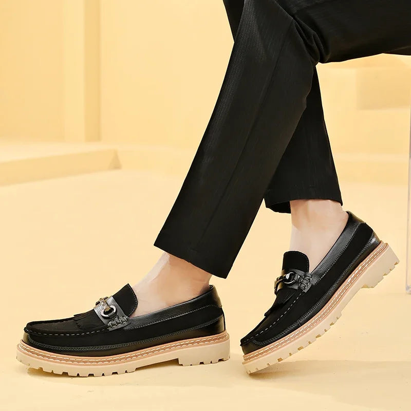 Men's Retro Brown Moccasins: Premium Classic Style, Versatile Formal Business & Banquet Footwear