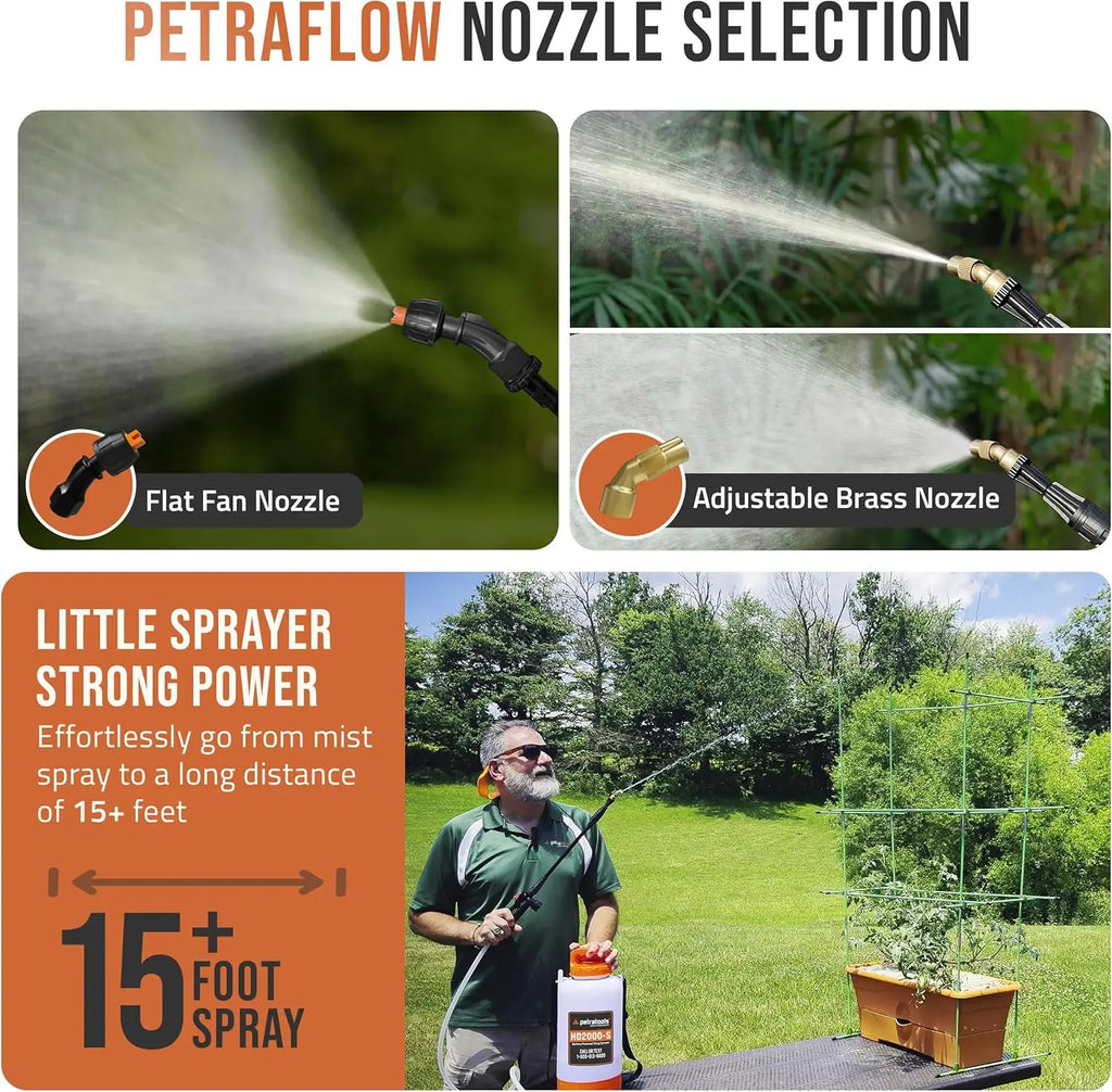 2 Gallon - HD2000-S - Heavy Duty Electric Sprayers in Lawn and Garden for Weed/Pest Control, Watering & More - with 2 Nozzles