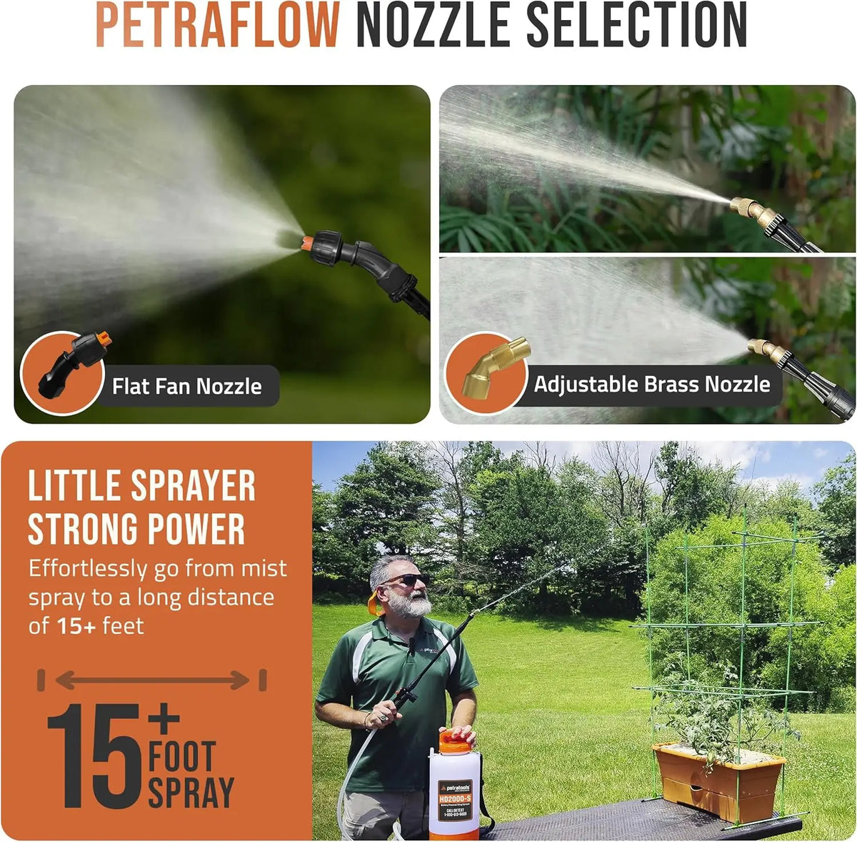 2 Gallon - HD2000-S - Heavy Duty Electric Sprayers in Lawn and Garden for Weed/Pest Control, Watering & More - with 2 Nozzles