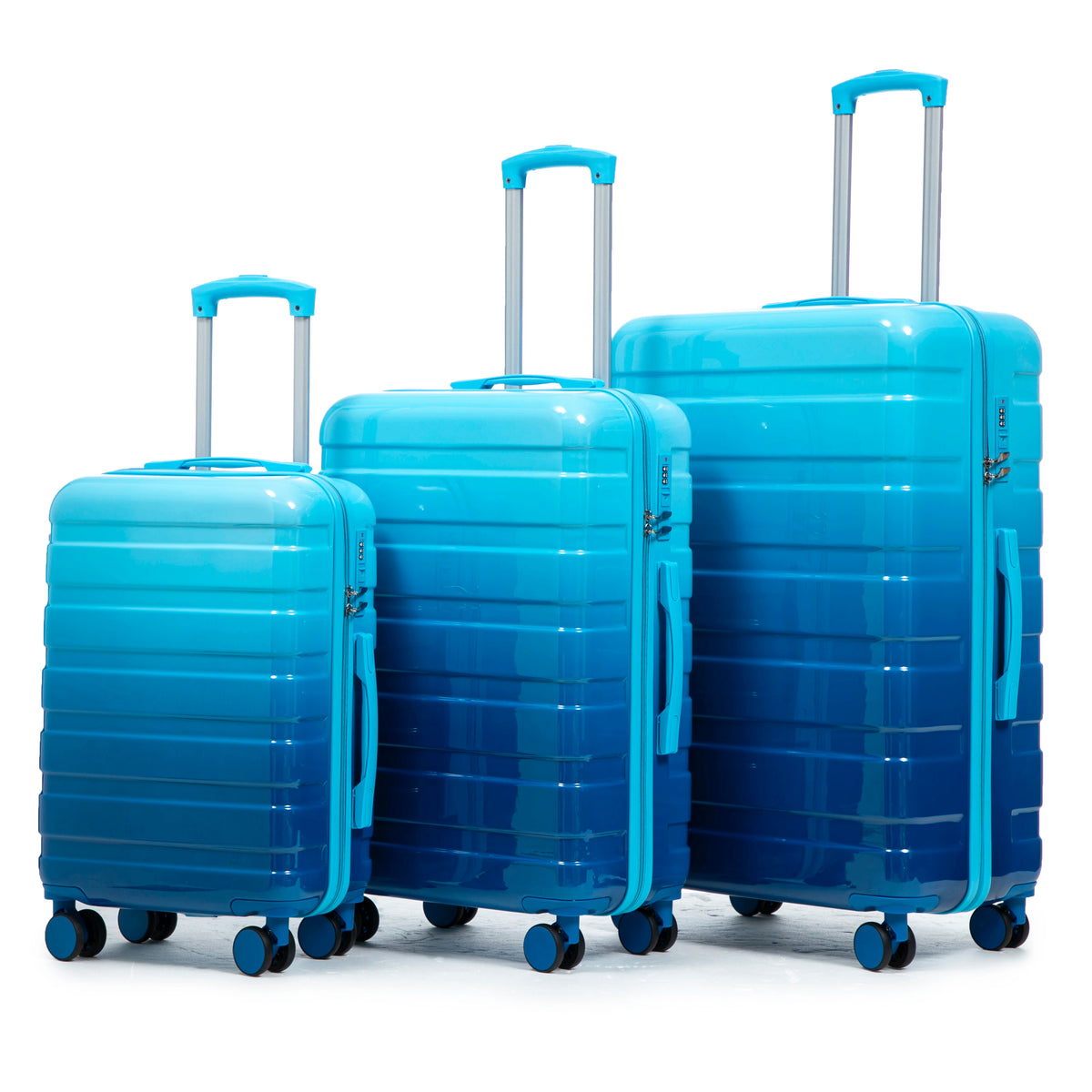 3-Piece Waterproof PC Spinner Luggage Set – 20/24/28" Carry-On Suitcase with Combination Lock Gradient Design Yellow+Green