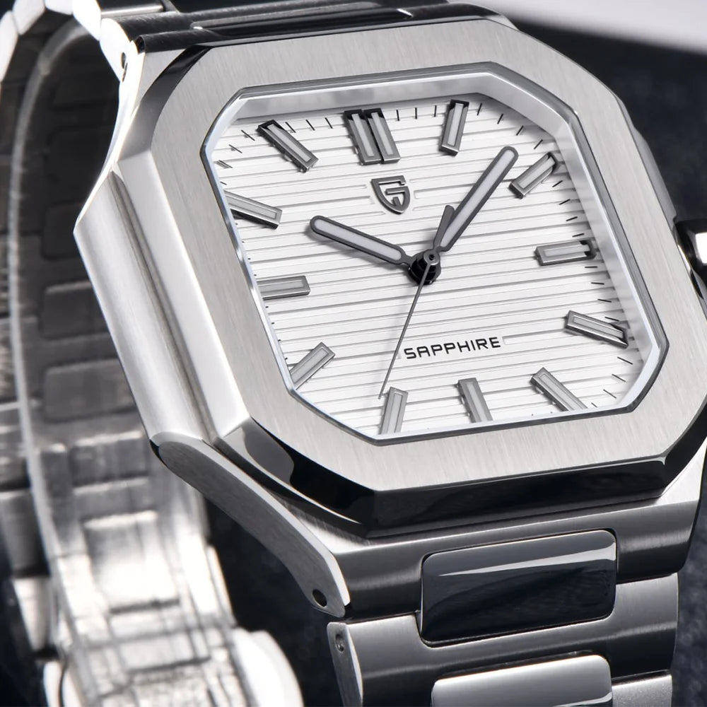 PAGANI DESIGN Top Brand Square Simple and stylish Sapphire crystal Luxury Quartz Watch Men Stainless steel Watches for Men Gift