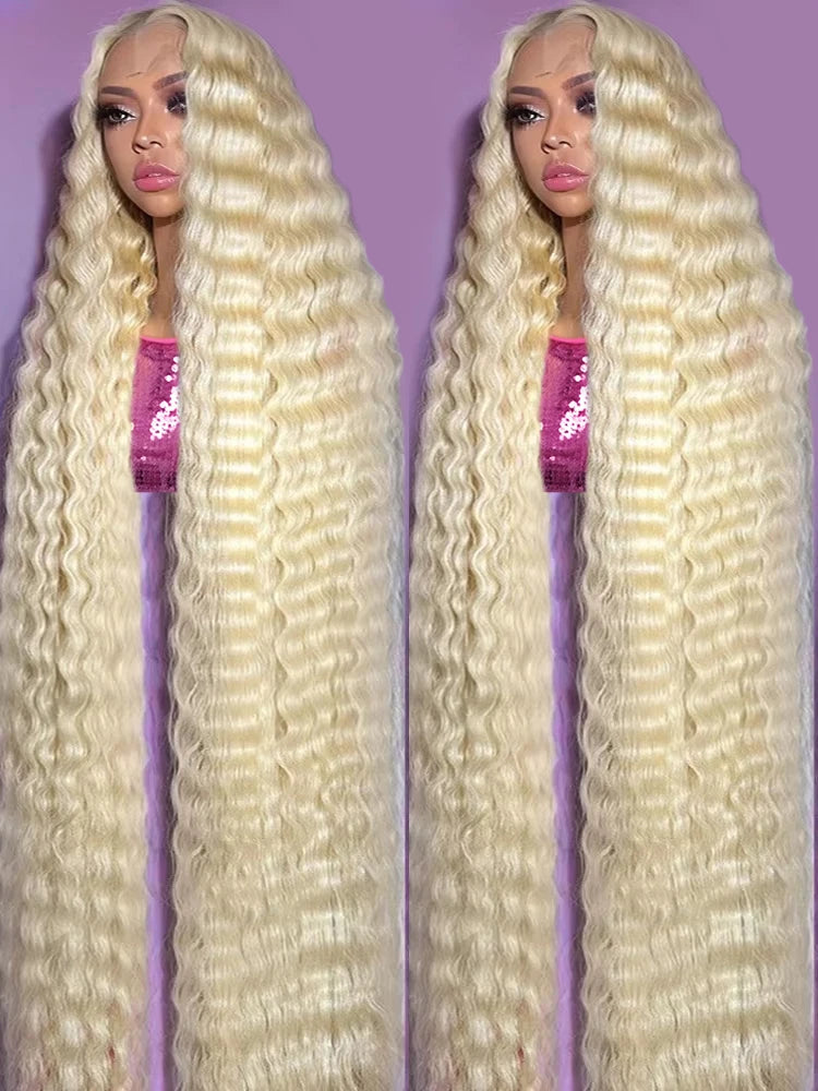 613 Blonde HD Lace Frontal Wig 13x4 13×6 Deep Wave Lace Front Human Hair Wig Colored Curly Wigs Water Wave Wigs For Women ﻿ ﻿