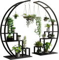 5-Tier Tall Metal Half Moon Plant Shelf, Space-Saving Indoor Flower Rack for Multiple Plants Display