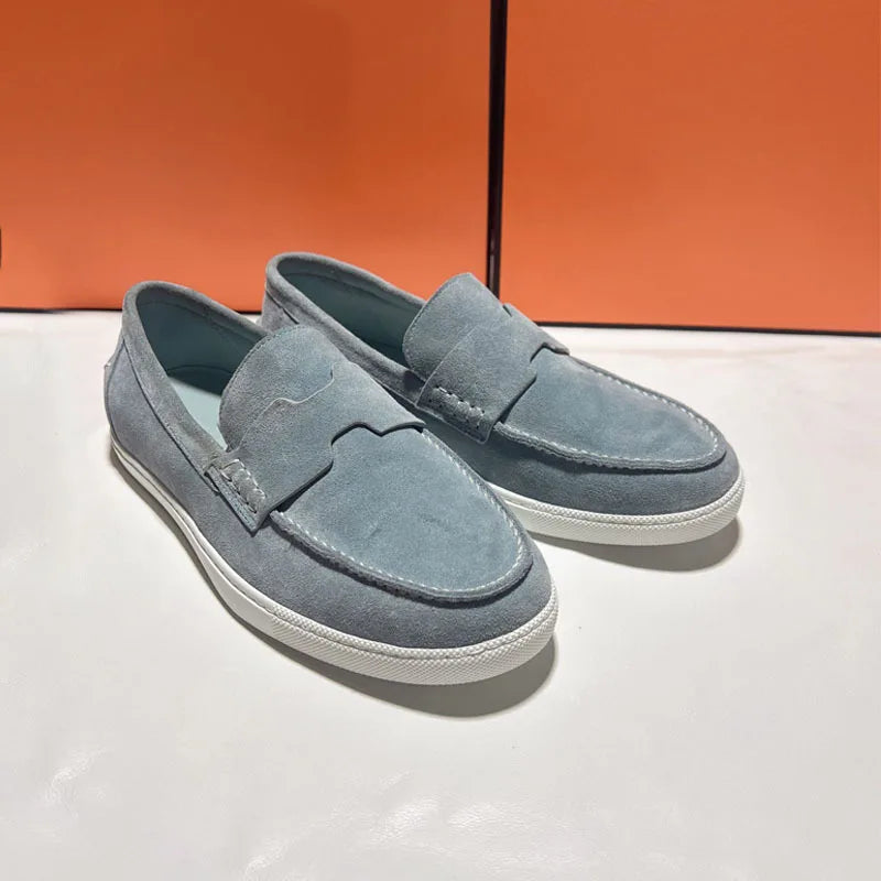 New Men Casual Slip On Loafers Versatile One Step Lazy Shoes Lightweight Wear Resistant Suede Fashion Footwear Comfortable