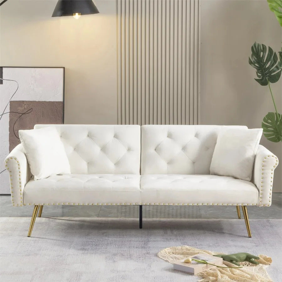 71 inches Convertible Futon Sofa Bed,Modern Reclining Futon Loveseat Couch Sleeper Sofa 2 Pillows Sleeper Sofa for Living Room