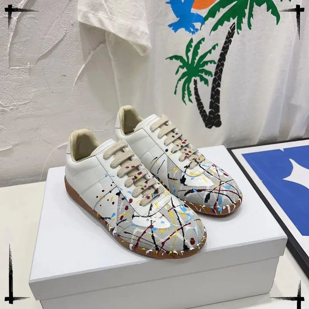 New Cowhide Retro German Training Shoes Men Women White Sneakers Genuine Leather Soft Couple Breathable Durable Athletic Fashion