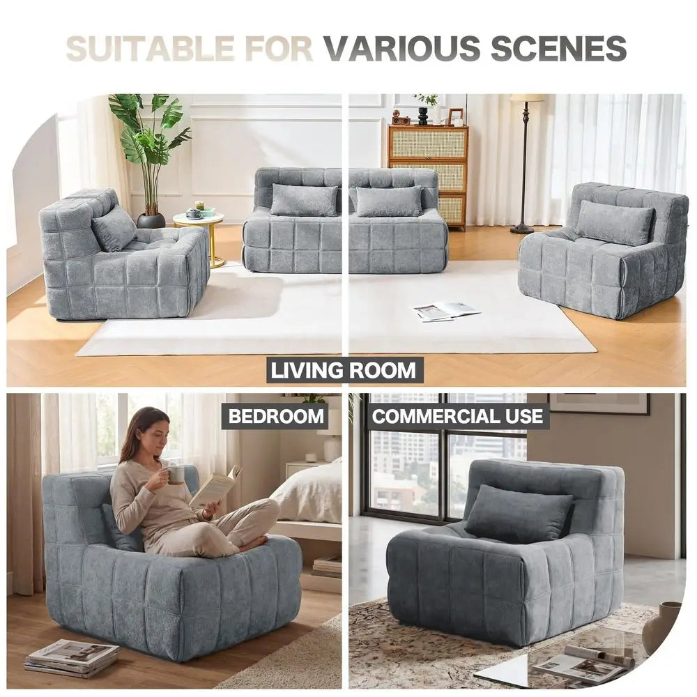 Small Couches for Living Room,Boneless Small Sectional Foam Couch with Cushion,Comfy Floor Modular Lounge Sofa for Modern Living