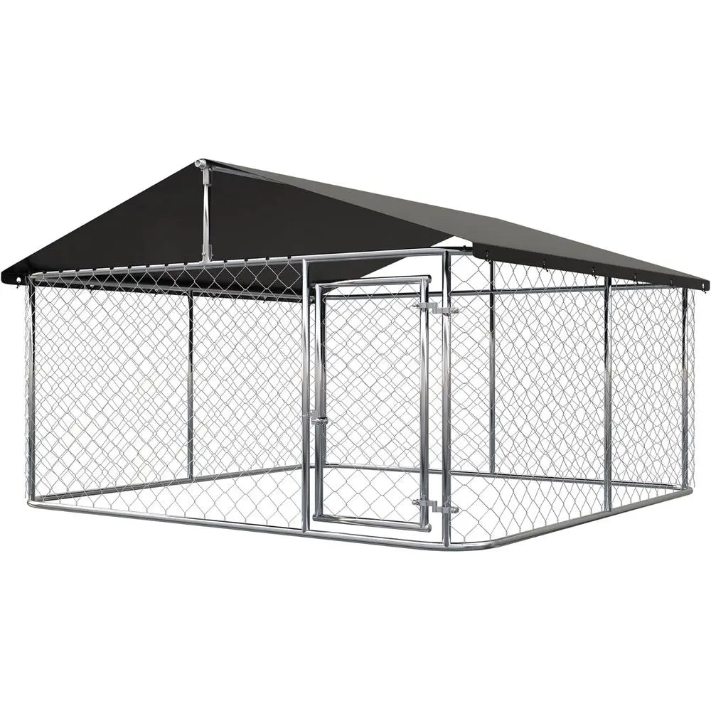 Durable Outdoor Dog Kennel - Large Steel Mesh Enclosure with Lock (6.56ft x 6.56ft)