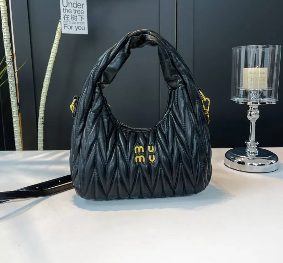 Designer Hobo Bag for Women - 2024 10A Underarm Bag, Leather Shoulder Bag with Gold Hardware, Versatile Casual Handbag