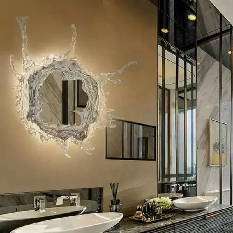 Modern Indoor Lighting Bathroom Water Mirror Acrylic LED Lamp Creative Decoration Hotel Villa Lighting Wall Lamp