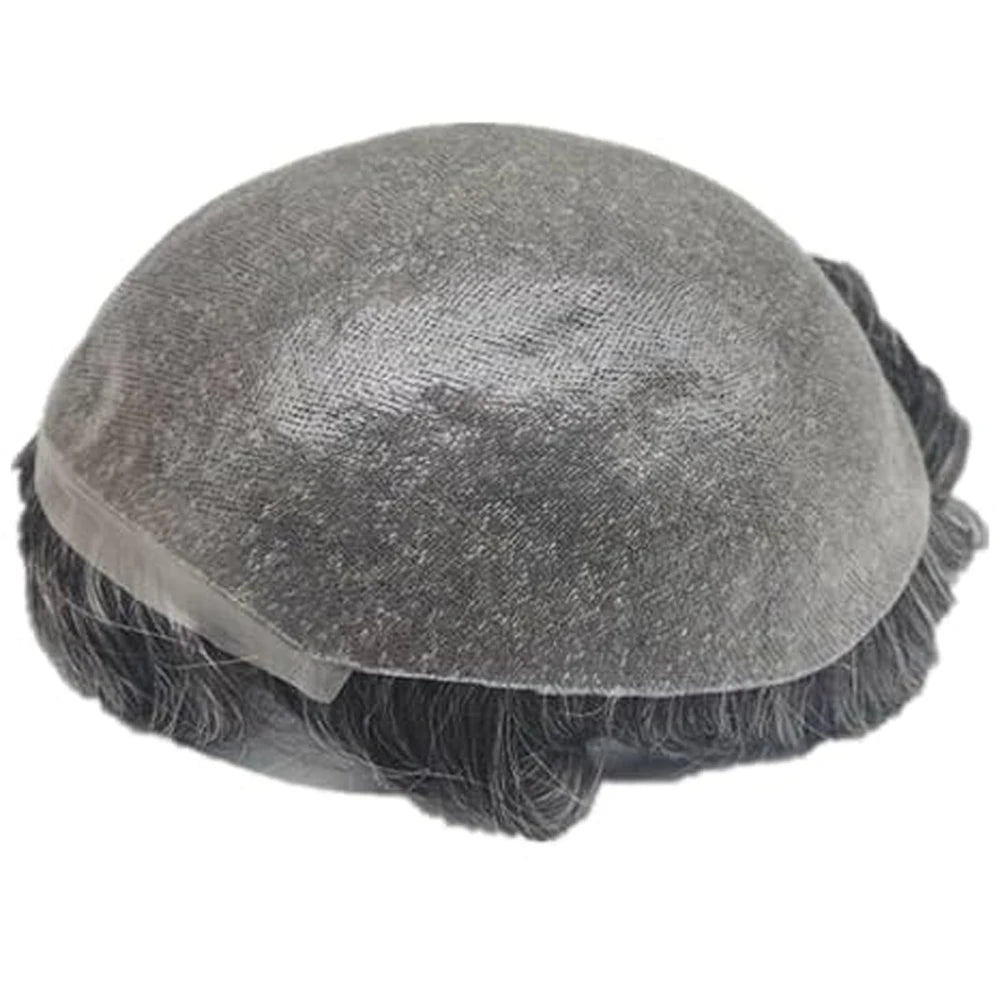 【TIMIA】Men's Wig Soft PU Material 0.1mm Toupee black 130% Invisible Skin Men's Hairpiece #1B20 8*10inch 130% Densit