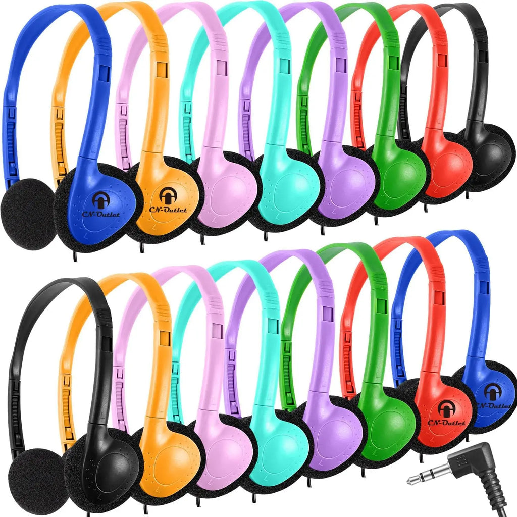 100 Pack Kids Classroom Headphones Bulk Set, 10 Colors, Durable Wired Earphones for School and Home Use
