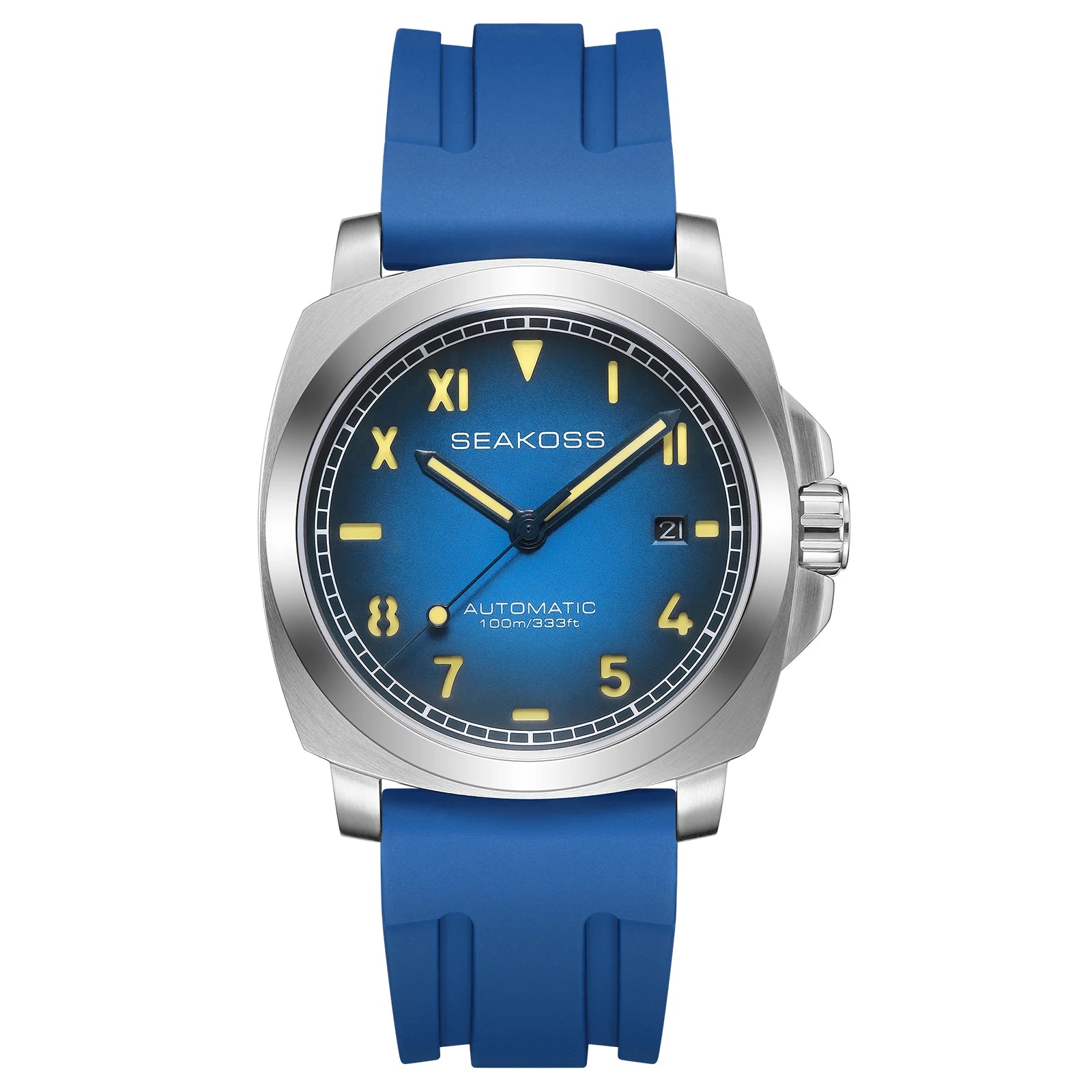 SEAKOSS Men's Diving Watch 10ATM Seagull ST1612 Movement Automatic  Watches for Men Luminous Calendar Sapphire Stainless Steel
