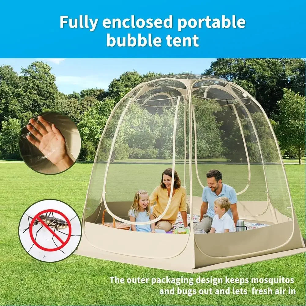 12-14 Person Weather-Resistant Outdoor Bubble Tent with Ventilation Windows for Camping, Parties, and Backyard Gatherings, Beige
