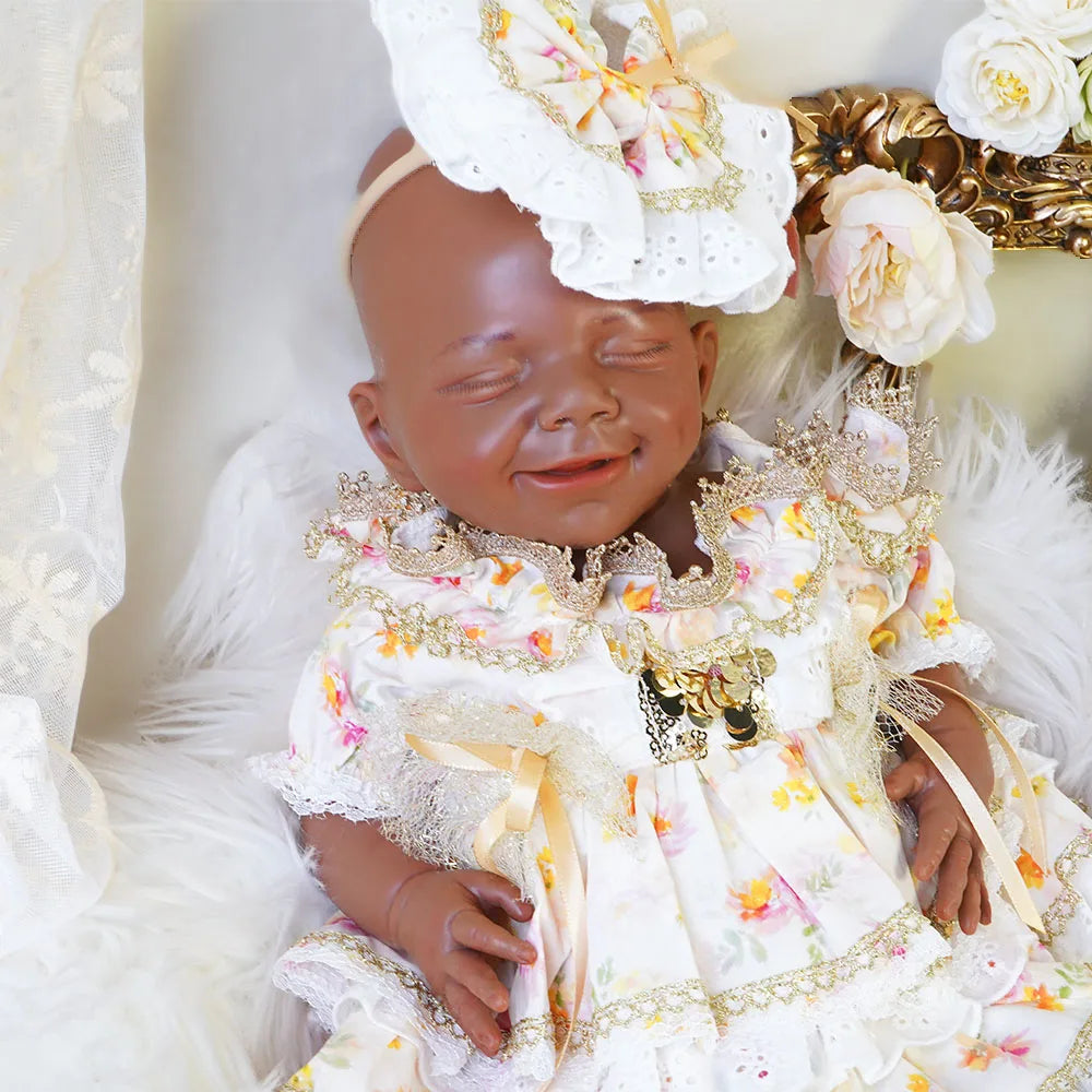 Artificial Soft Full Body Platinum Silicone Painted Reborn Doll Girl Handmade 17.72 inch Solid Newborn Fake Girl For Kid Gift