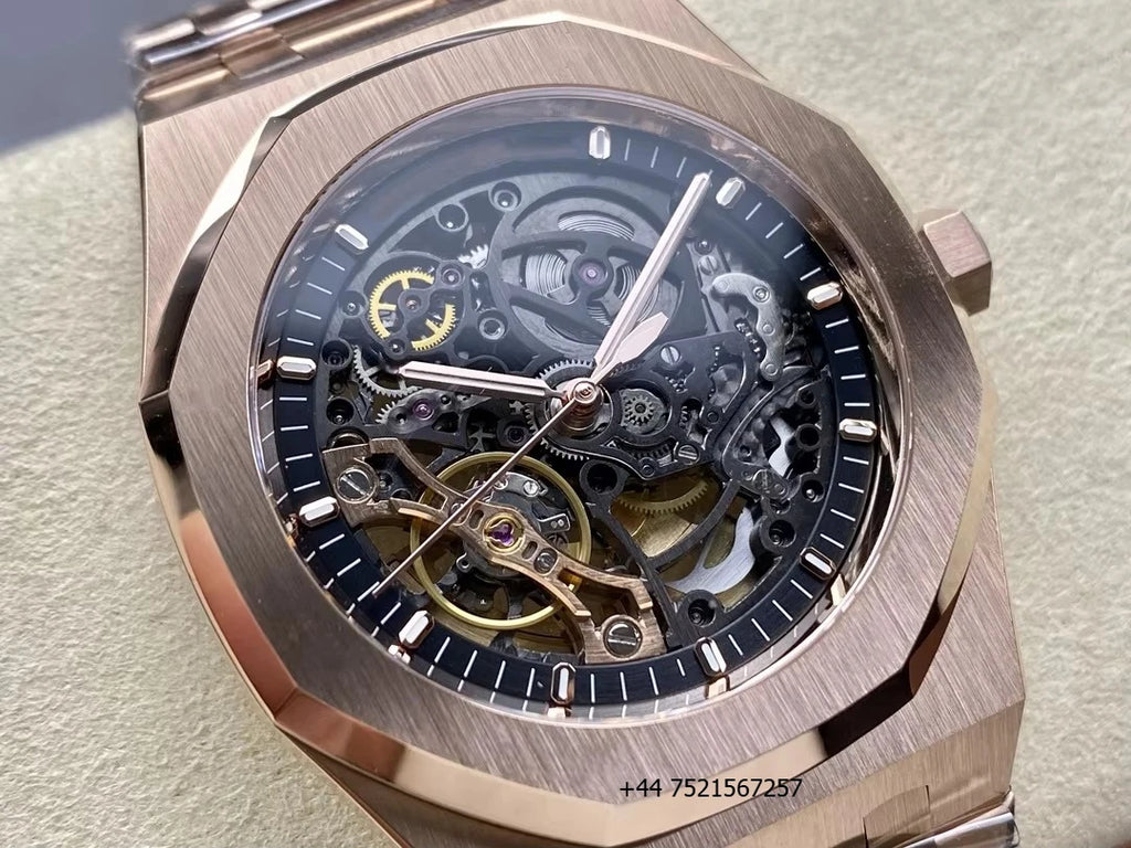 New Luxury Super Quality Mechanical Watch 41mm THB Factory 3132 Movement 15407 Gold Skeleton Watch