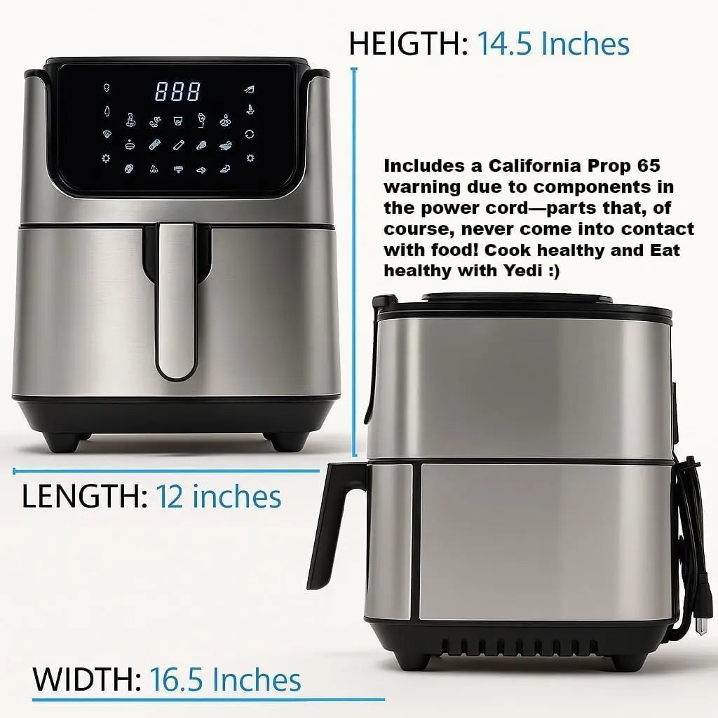 6.8 Quart Air Fryer with Ceramic Basket, Dehydration Function, LCD Screen & Accessory Kit