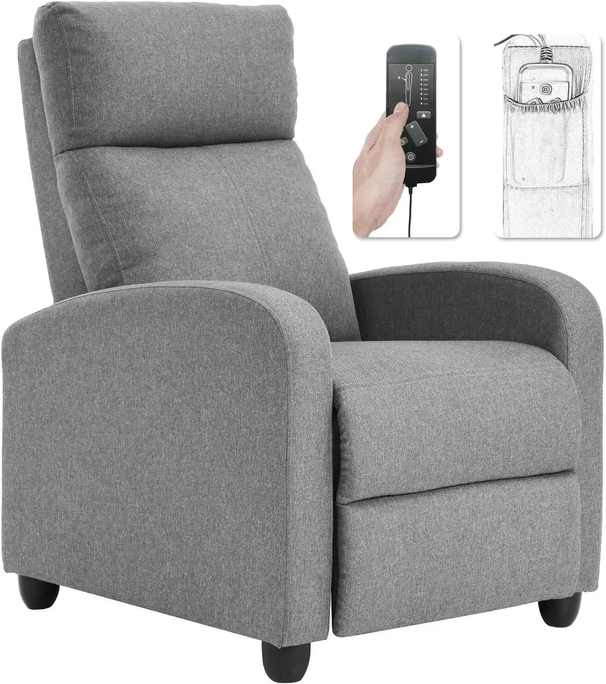 Massage Recliner Chair Single Sofa Fabric Padded Seat Theater Home  / Footrest