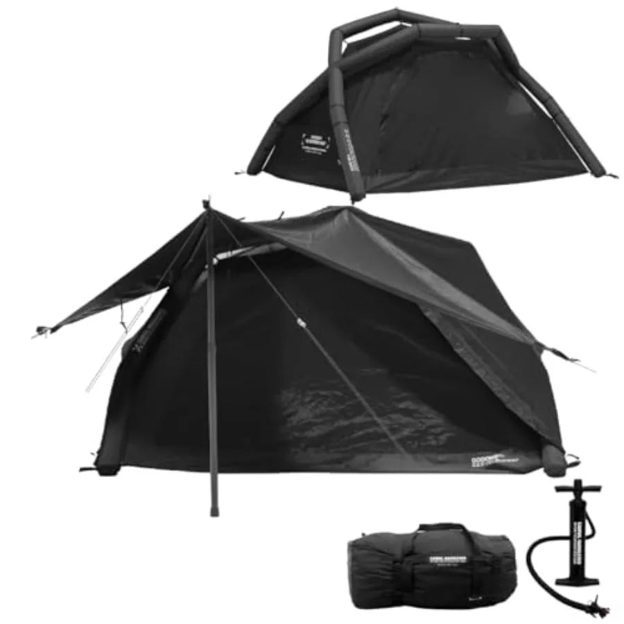 Inflatable Canvas Tent with TPU Skylight and Mesh Windows 30 Sec Quick Setup 4 Season Glamping Tent for Camping Adult 2 Person