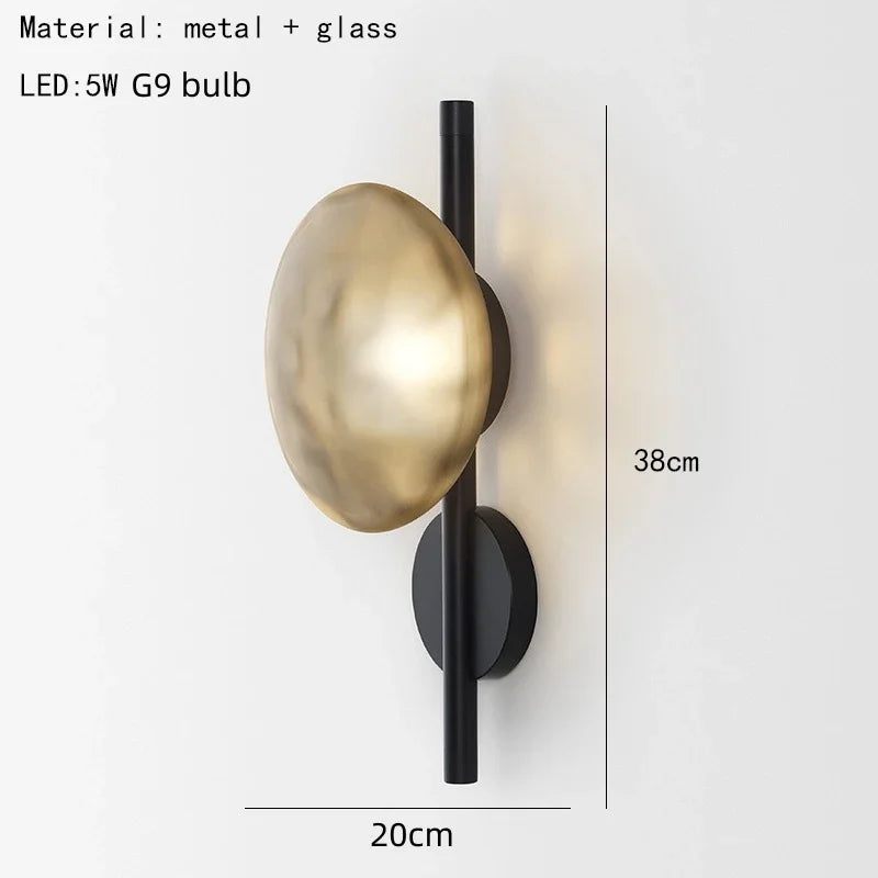 Nordic Gray White Clear Glass  Light Gold Black Metal Lamp G9 Bulb for Bedroom Parlor Restaurant Corridor Aisle Wall Decor