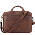 Full Grain Leather Briefcase for Men Business Messenger Bag Laptop Case Fits 15.6 Inch Laptop Brown Premium Quality Durable Des