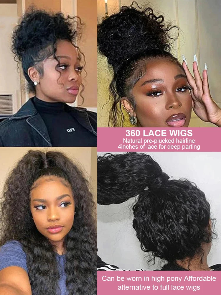300% High Density 40 46inch Water Curly Human Hair Wigs 13x4 13x6 HD Lace Frontal Wigs Human Hair Deep Wave Frontal Wigs on Sale