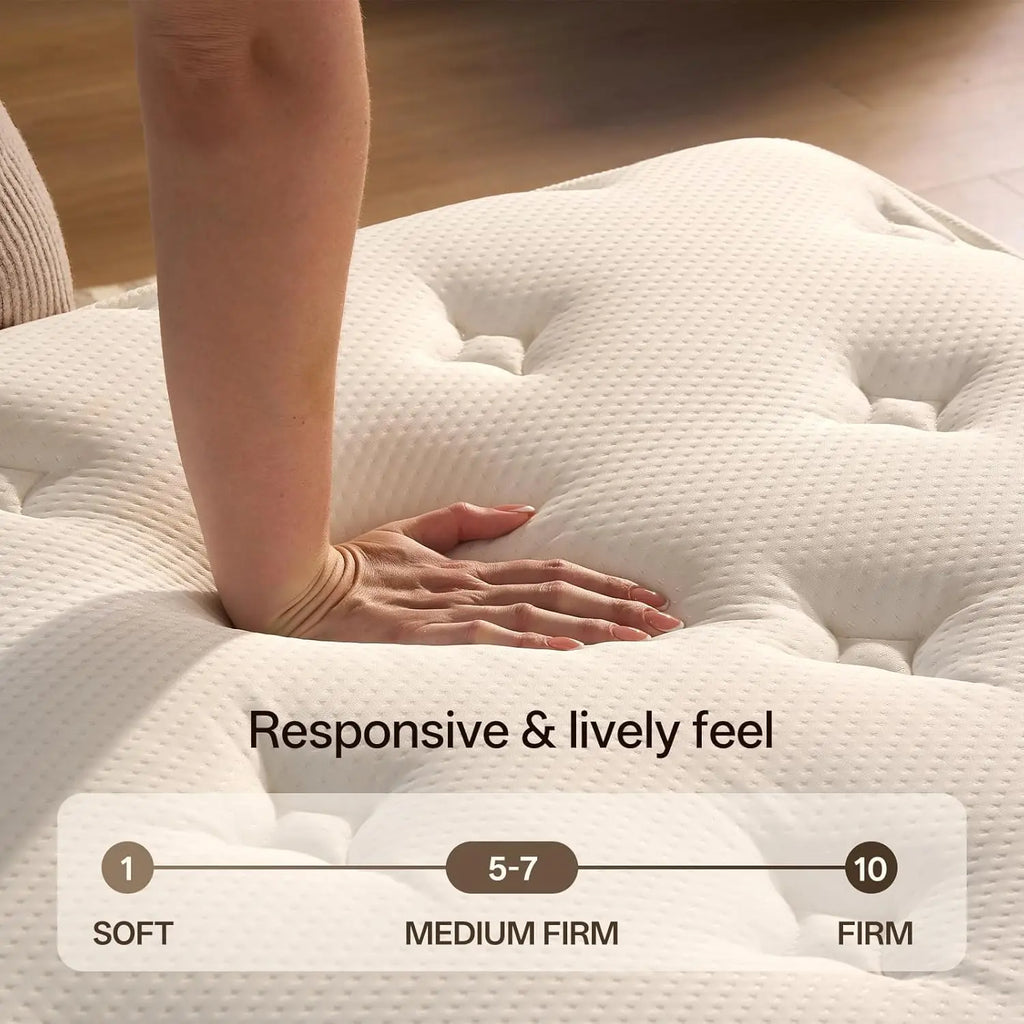 12 Inch Medium Plush Hybrid Mattress Memory Foam Pocket Coils Pressure Relief Motion Isolation Bedroom Use Queen Size Customized