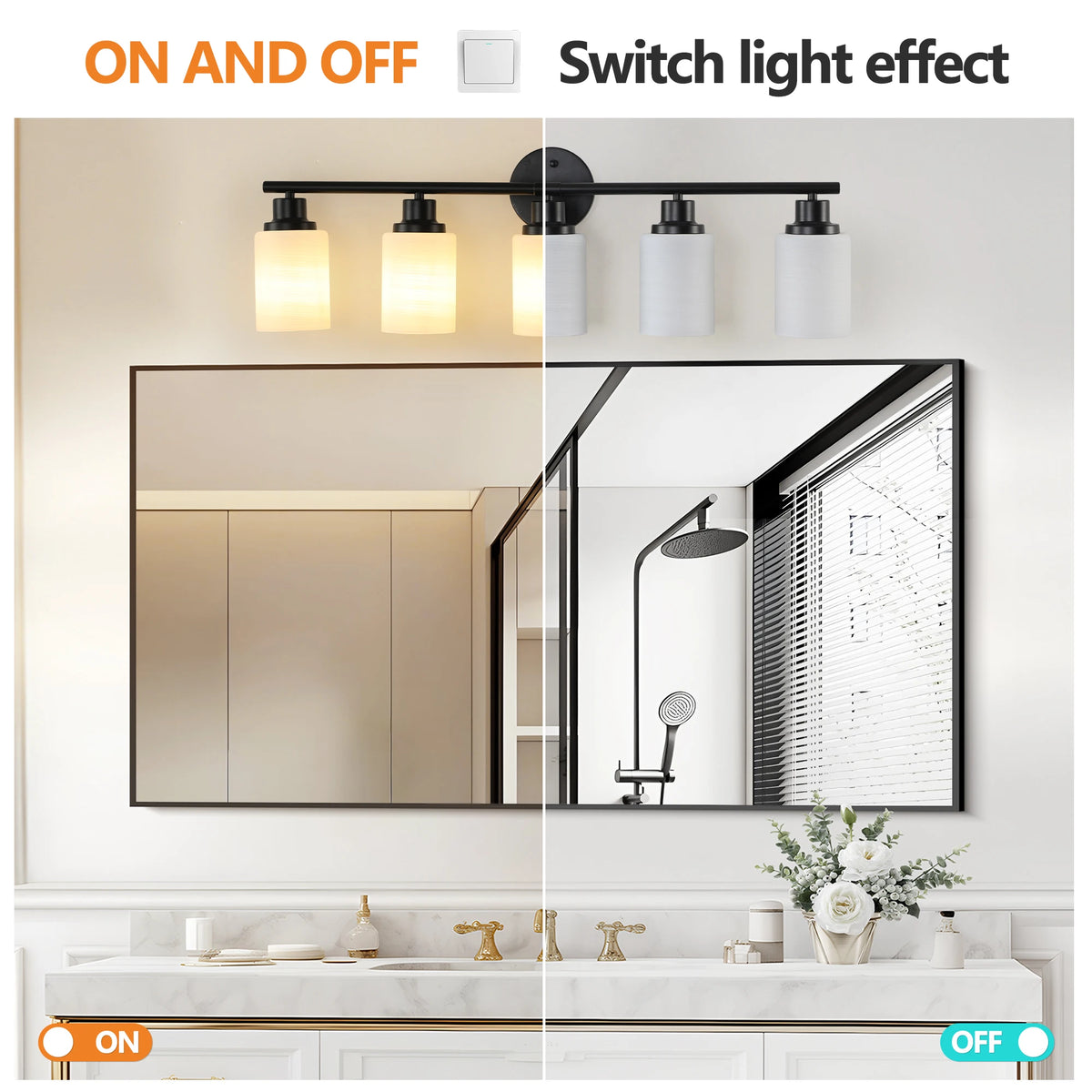 Modern Bathroom Wall Mount Lights 5 Lights Bathroom Vanity Lights Black Bathroom Mirror Light Fixtures With Milky Glass Shades