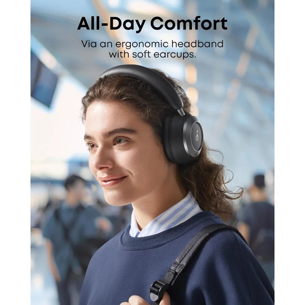 FlexiCurve Over-Ear Headphones with Adaptive Noise Cancelling, 60H Audio, Fast Charging, Hi-Res Wireless, Comfortable Fit