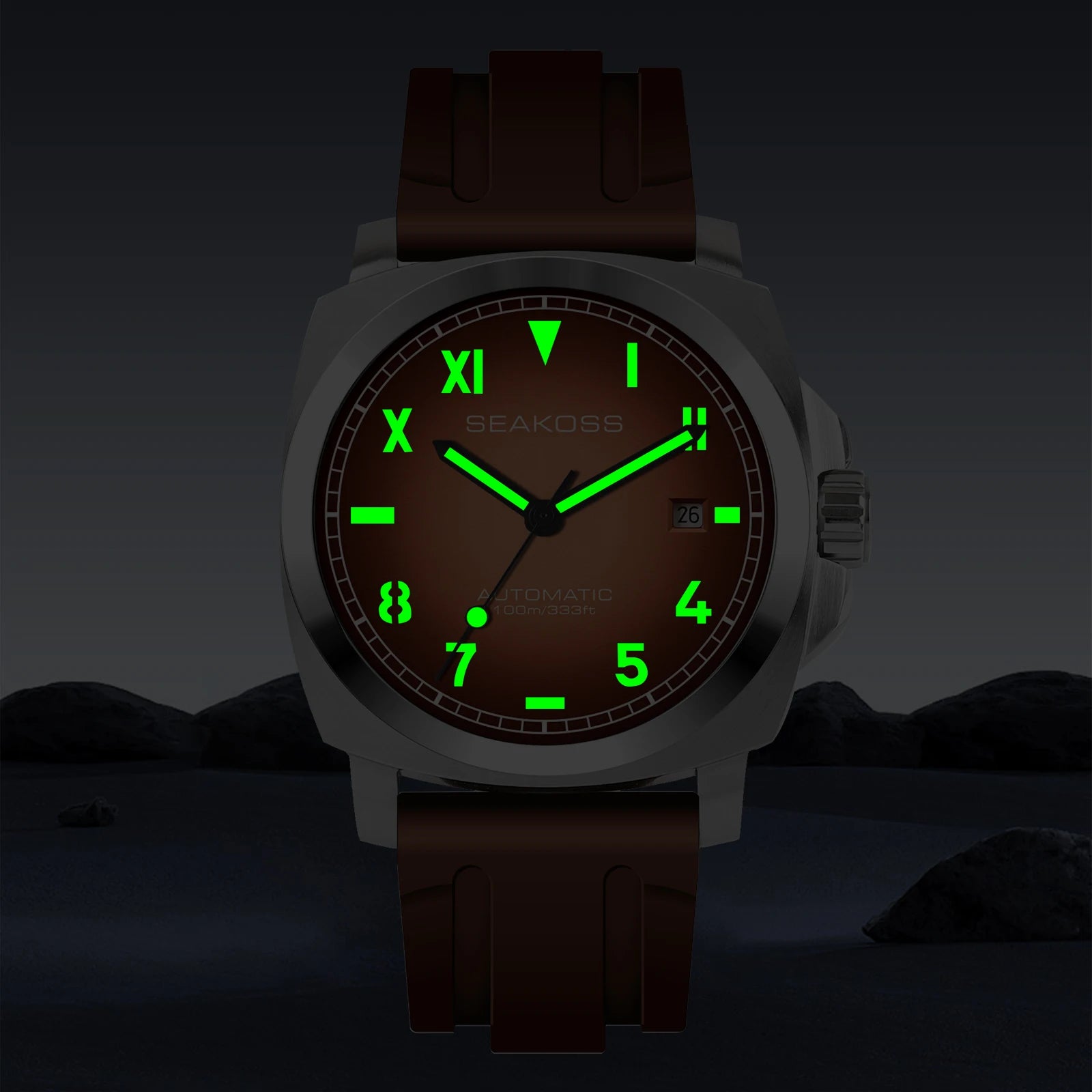 SEAKOSS Automatic  Watches for Men  10 ATM Seagull ST1612 MovementDive Watch  Luminous Calendar Sapphire  Men's Mechanical Watch