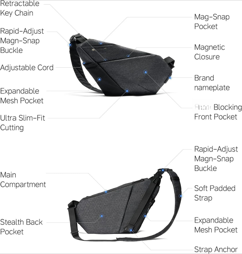 NIID FINO V Sling Bag,Anti Theft Bag,Sling Bag for Men,Ultra Slim Chest Pack,Crossbody Sling Bags for SWITCH 2
