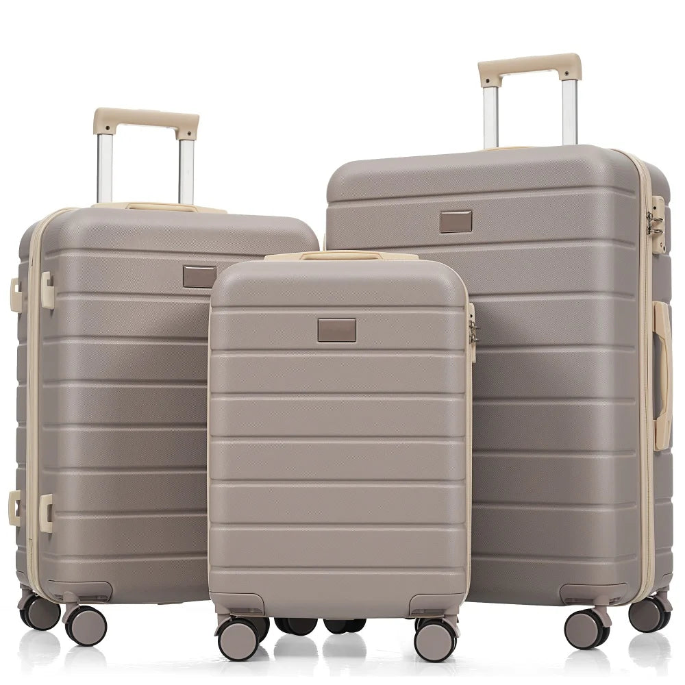 Durable Premium ABS 3 Piece Luggage Set 20/24/28 Inch TSA Lock 360° Spinner Wheels Travel Suitcase for Trip