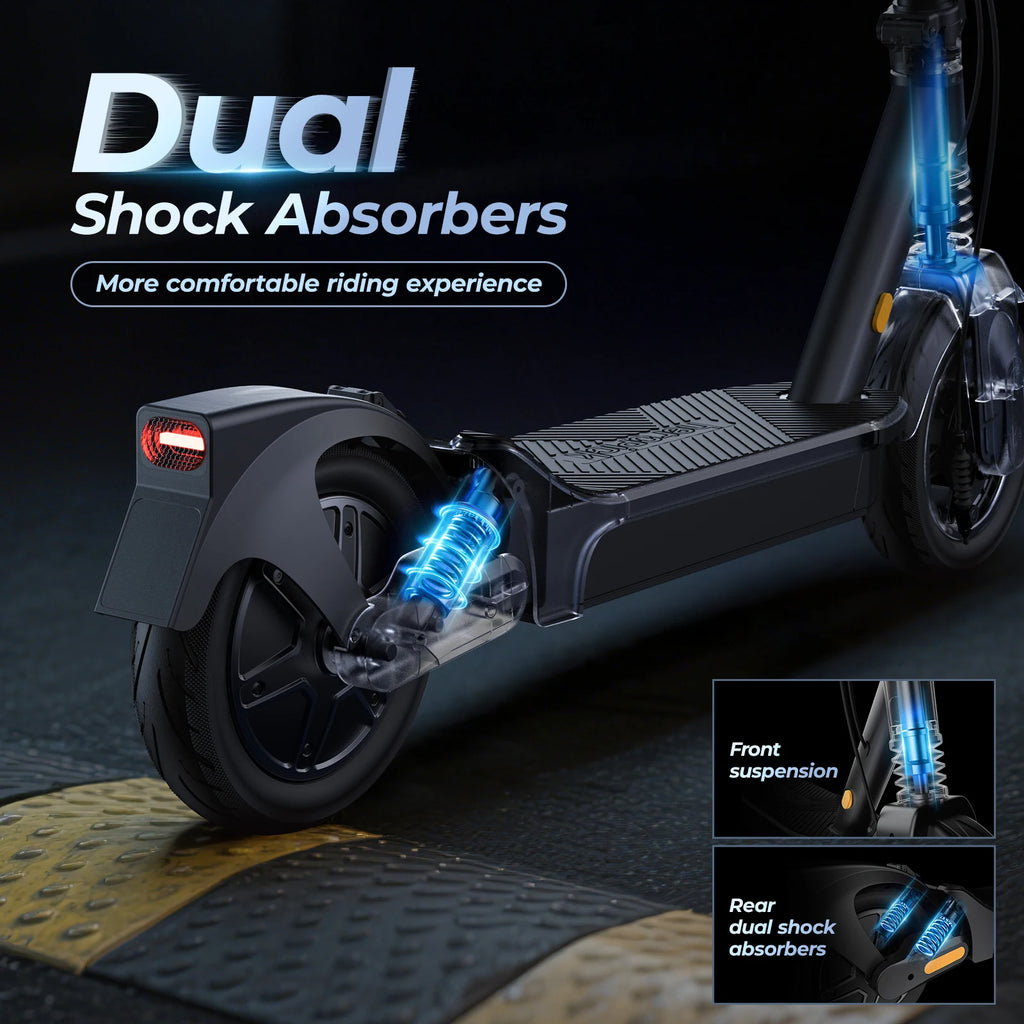 E10/8 Electric Scooter 1000/500W 20mph Max Speed 10"/8.5" Tire Folding E-Scooter 40/20miles Max Range Dual Suspension for Adult