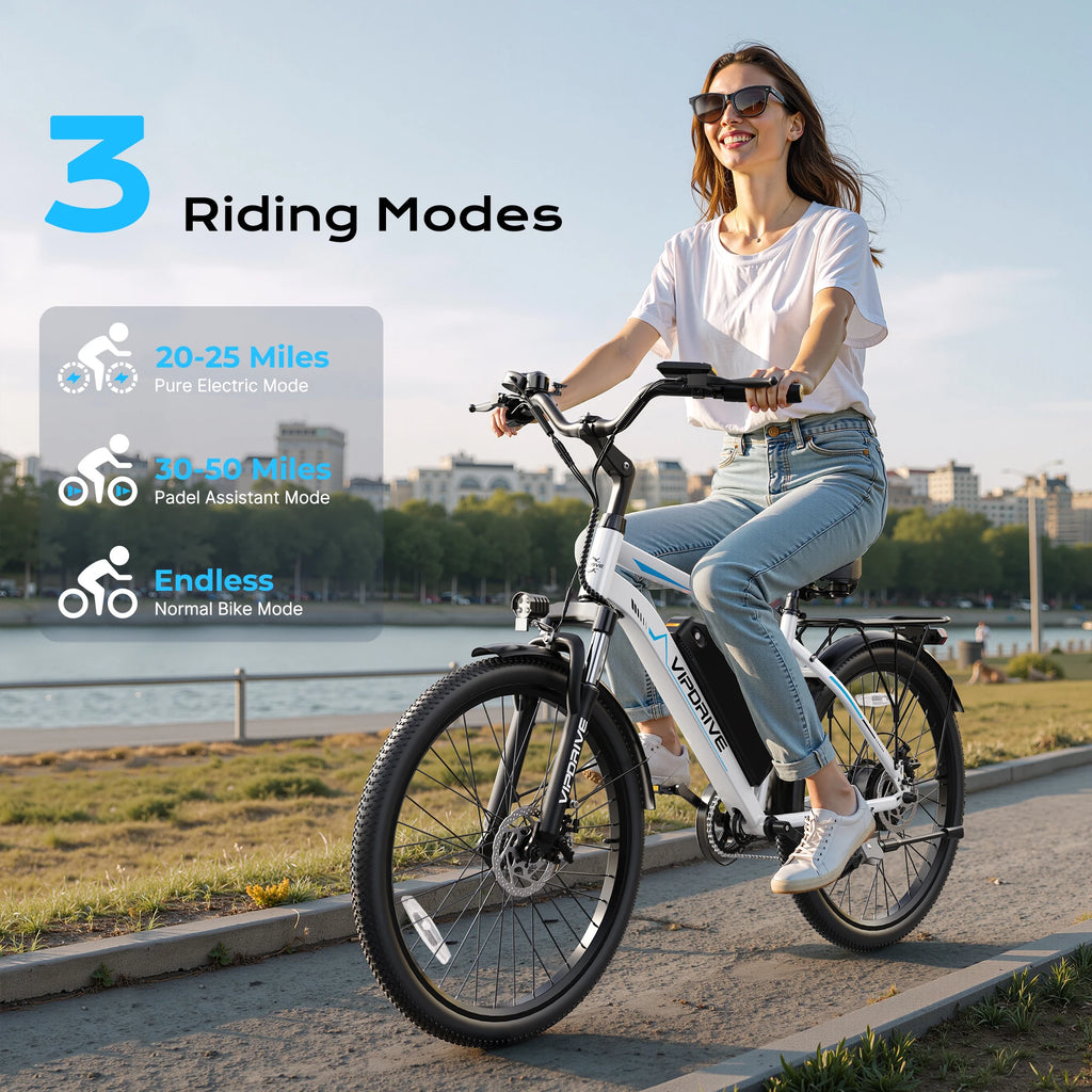 VIPDRIVE Urbanite 1.2 Adult Electric Bike, 750W Peak Power, 48V 7.8Ah Battery, 26-inch Tire, UL 2849 Certified, 1 Year Warranty