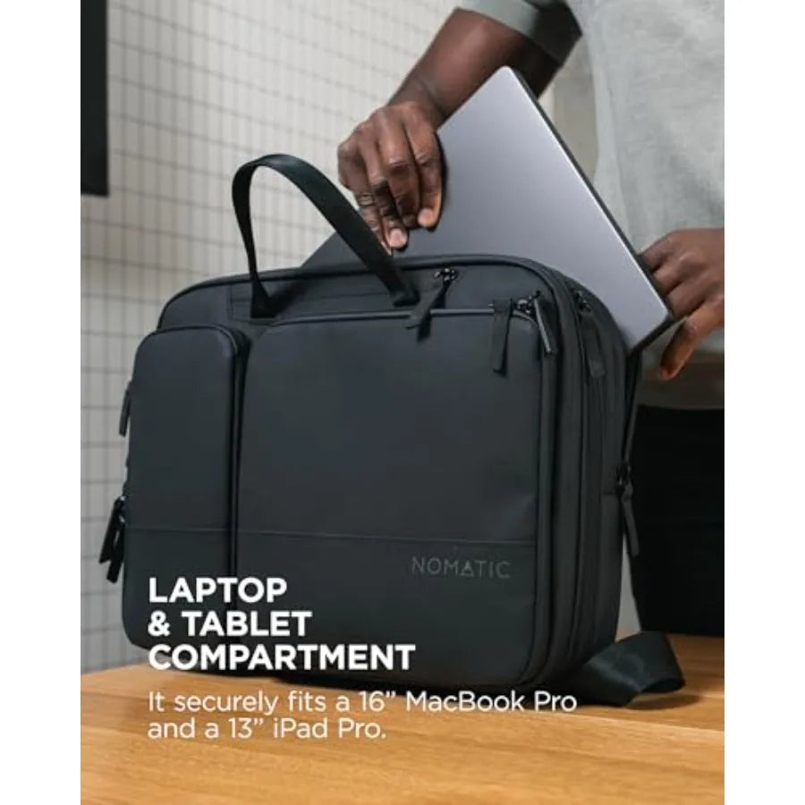 NOMATIC Laptop Bag: Slim Messenger Bag with RFID Pocket Tech Organizer Water-Resistant Zippers - 11-13.5L Expansion Design Lapt