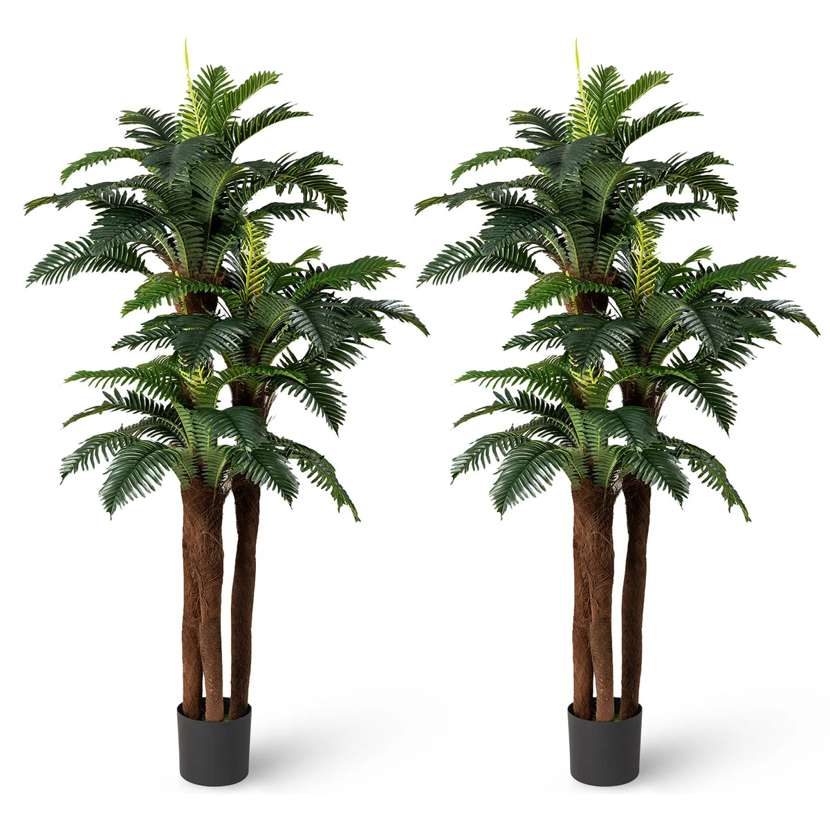 2 Pack Artificial Palm Tree 6. 3 ft Tall Fake Tropical Plant w/ 3 Real Barks