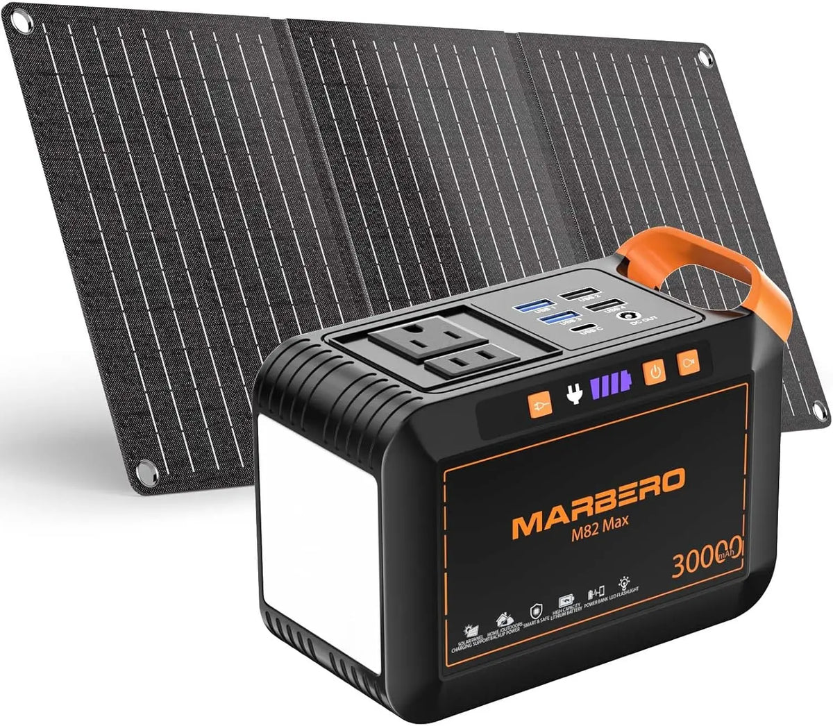 111Wh Portable Power Station with 30W Solar Panel, AC Outlet for Camping, Outdoor & Emergency Use